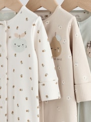 Cream Baby Popper Footless Sleepsuits 3 Pack (0mths-3yrs) - Image 5 of 13