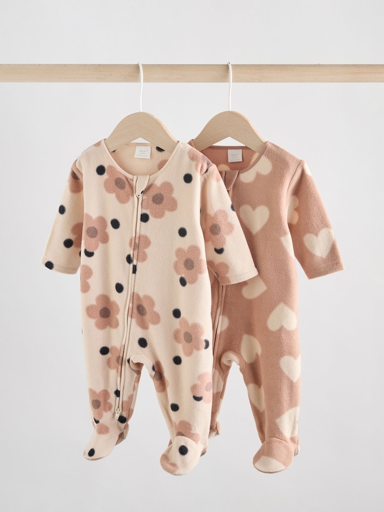 Neutral 3 Pack Baby Micro Fleece Two Way Zip Sleepsuits 2 Pack - Image 1 of 10 Neutral 3 Pack Baby Micro Fleece Two Way Zip Sleepsuits 2 Pack - Image 1 of 10