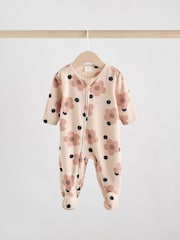 Neutral 3 Pack Baby Micro Fleece Two Way Zip Sleepsuits 2 Pack - Image 2 of 10