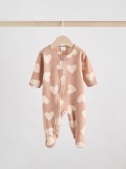 Neutral 3 Pack Baby Micro Fleece Two Way Zip Sleepsuits 2 Pack - Image 3 of 10