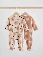 Neutral 3 Pack Baby Micro Fleece Two Way Zip Sleepsuits 2 Pack - Image 4 of 10