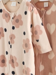Neutral 3 Pack Baby Micro Fleece Two Way Zip Sleepsuits 2 Pack - Image 6 of 10