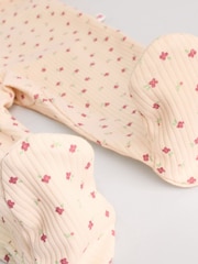 Pink Baby Two Way Zip Floral Print Sleepsuits 3 Pack (0mths-3yrs) - Image 11 of 14