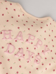 Pink Baby Two Way Zip Floral Print Sleepsuits 3 Pack (0mths-3yrs) - Image 14 of 14