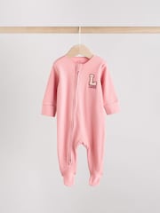 Pink Baby Two Way Zip Floral Print Sleepsuits 3 Pack (0mths-3yrs) - Image 4 of 14