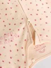 Pink Baby Two Way Zip Floral Print Sleepsuits 3 Pack (0mths-3yrs) - Image 9 of 14