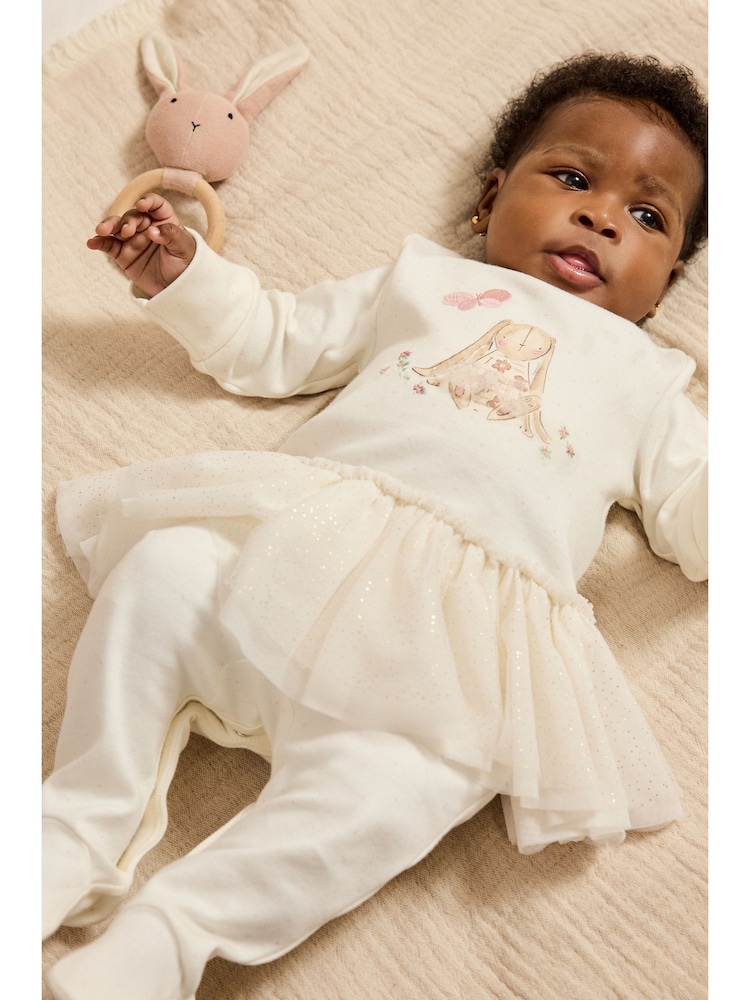 Ecru Bunny Tutu Baby Sleepsuit (0mths-2yrs) - Image 1 of 20