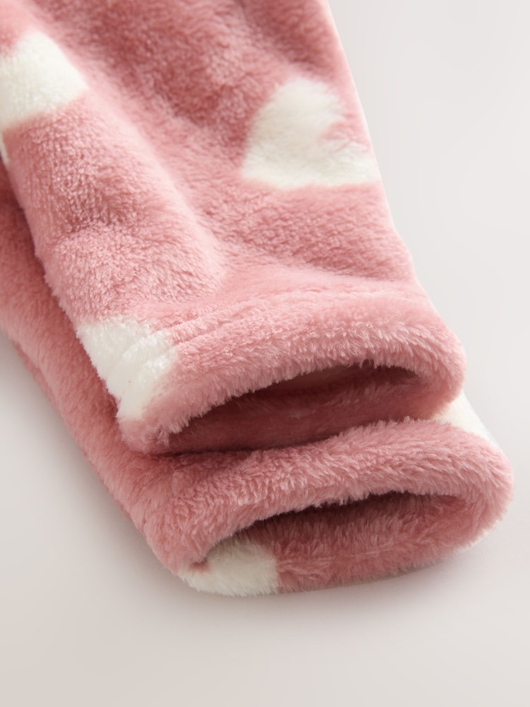 Pink Heart Print Baby Fleece Sleepsuit - Image 6 of 6 Pink Heart Print Baby Fleece Sleepsuit - Image 6 of 6