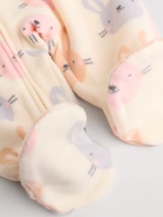 Pink 3 Pack Baby Micro Fleece Two Way Zip Sleepsuits 2 Pack - Image 8 of 10