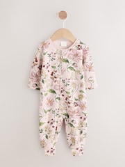 Pink Baby Fleece Lined Two Way Zip Sleepsuit - Image 1 of 8