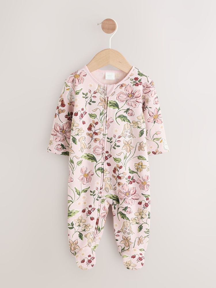 Pink Baby Fleece Lined Two Way Zip Sleepsuit - Image 1 of 8 Pink Baby Fleece Lined Two Way Zip Sleepsuit - Image 1 of 8