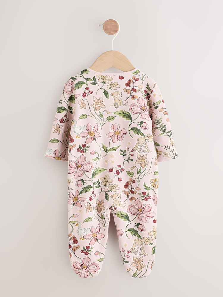Pink Baby Fleece Lined Two Way Zip Sleepsuit - Image 2 of 8 Pink Baby Fleece Lined Two Way Zip Sleepsuit - Image 2 of 8