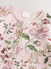 Pink Baby Fleece Lined Two Way Zip Sleepsuit - Image 4 of 8