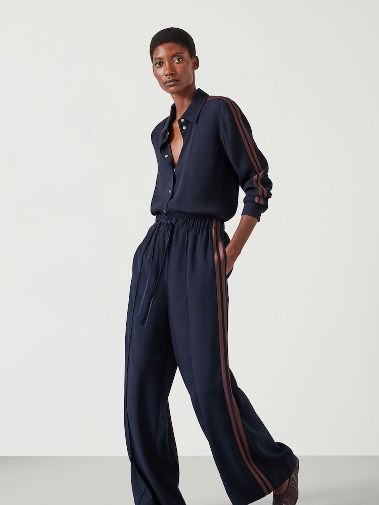 Hush Blue Petunia Side Stripe Trousers - Image 1 of 6 Hush Blue Petunia Side Stripe Trousers - Image 1 of 6