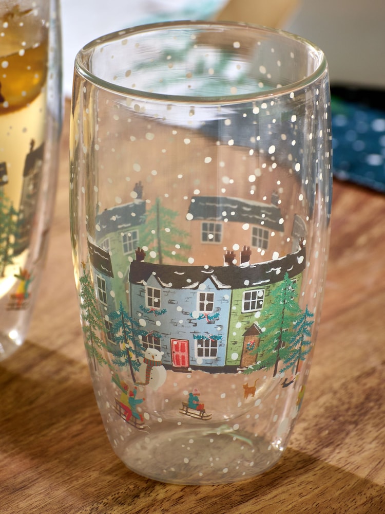 Set of 2 Multi Christmas Mini Scene Tumbler Glasses - Image 2 of 3