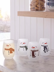 Set of 4 White Christmas Snowman Tumbler Glasses - Image 1 of 3