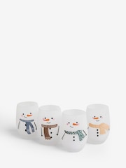 Set of 4 White Christmas Snowman Tumbler Glasses - Image 2 of 3