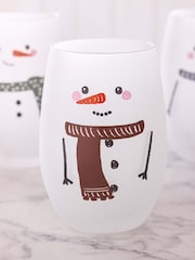 Set of 4 White Christmas Snowman Tumbler Glasses - Image 3 of 3