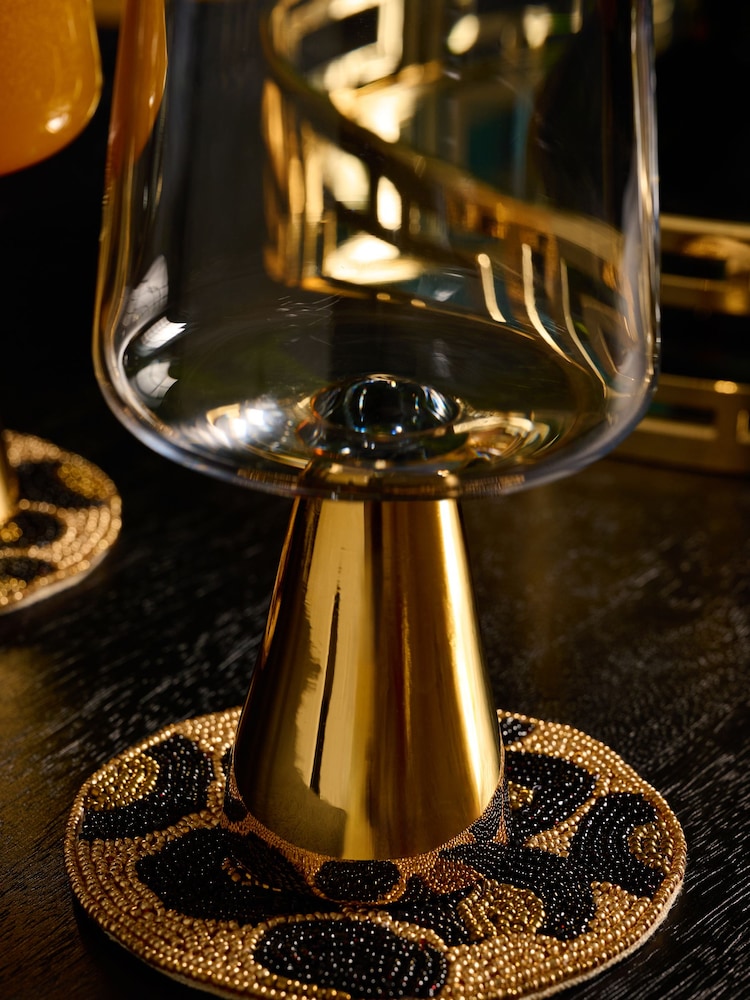 Set of 2 Gold Aubrie Wine Glasses - Image 2 of 3 Set of 2 Gold Aubrie Wine Glasses - Image 2 of 3