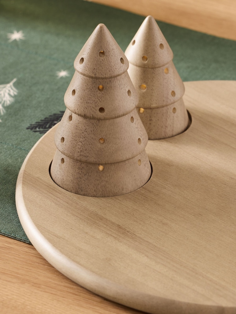 Natural Wood Christmas Tree Light Up Platter - Image 3 of 3