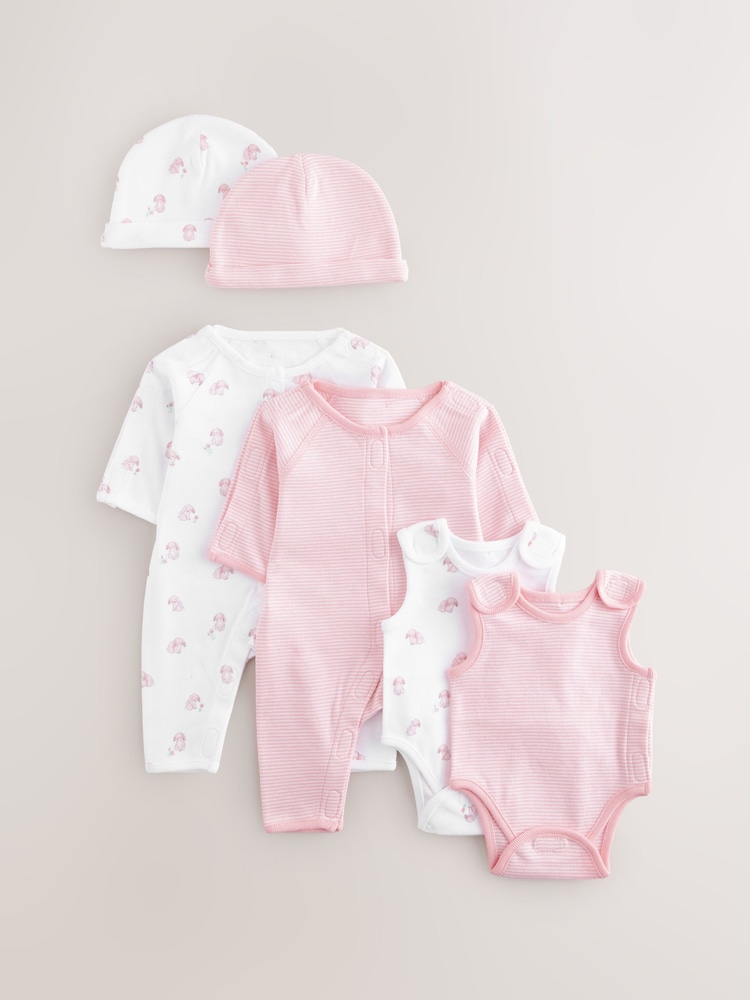 Pink Baby Premature Sleepsuit Set 6 Piece (0-0mths) - Image 1 of 4