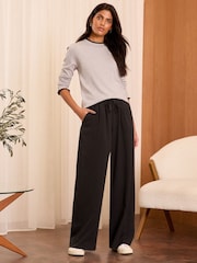Love & Roses Black Petite Drawstring Wide Leg Trousers - Image 3 of 4