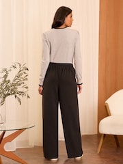 Love & Roses Black Petite Drawstring Wide Leg Trousers - Image 4 of 4