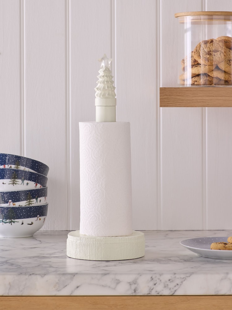 White Light Up Tree Kitchen Roll Holder - Image 1 of 4 White Light Up Tree Kitchen Roll Holder - Image 1 of 4