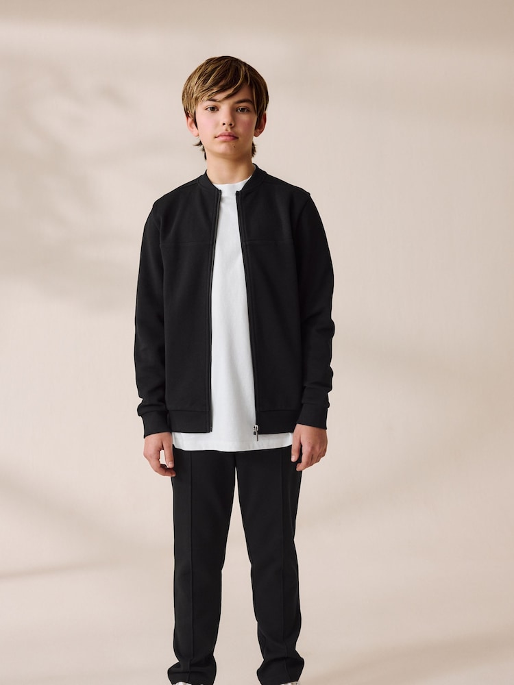 Black Smart Jersey Bomber Jacket And Joggers Set (3-16yrs) - Image 1 of 8