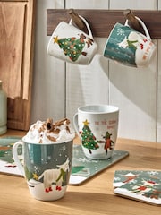 Set of 4 Green Christmas Hamish Mugs - Image 1 of 3