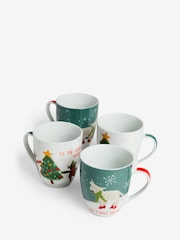 Set of 4 Green Christmas Hamish Mugs - Image 3 of 3