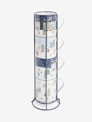Set of 4 Navy Winter Scene Stacking Mugs with Wire Stand - Image 4 of 4