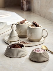 Natural Cosy Christmas Tree Hot Chocolate Station Two Mugs Two Condiment Pots and Ceramic Tray Set - Image 1 of 5