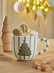 Sage Green Christmas Tree Stripe Mug - Image 1 of 4