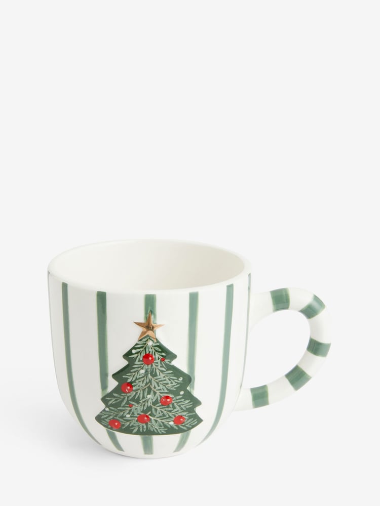 Sage Green Christmas Tree Stripe Mug - Image 2 of 4