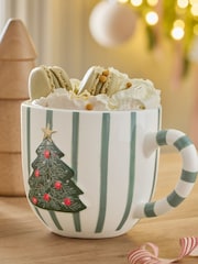 Sage Green Christmas Tree Stripe Mug - Image 3 of 4