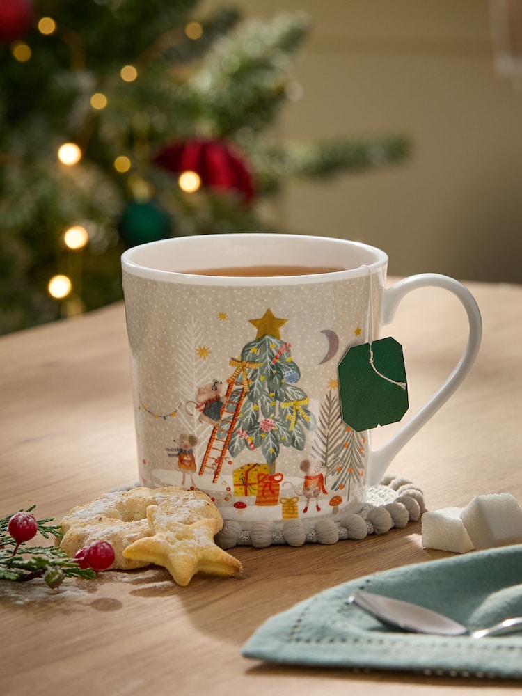 Natural Christmas Town Mouse Scene Mug - Image 1 of 3