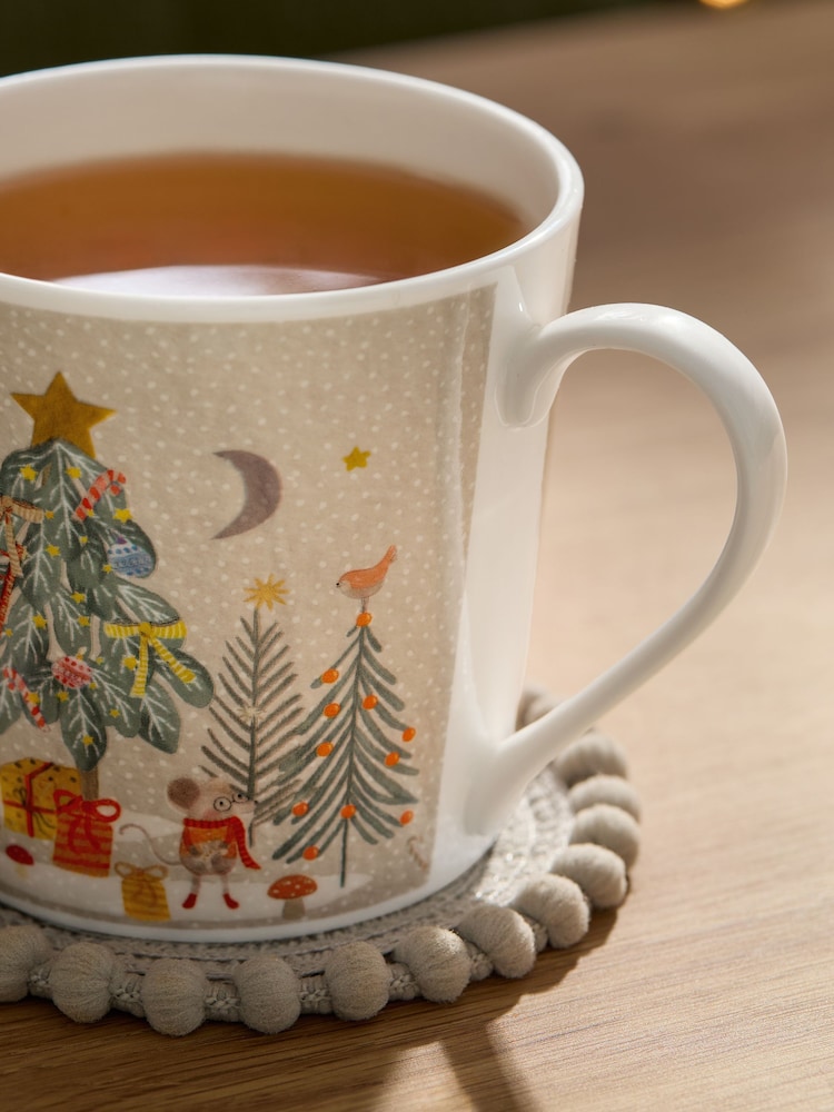 Natural Christmas Town Mouse Scene Mug - Image 2 of 3