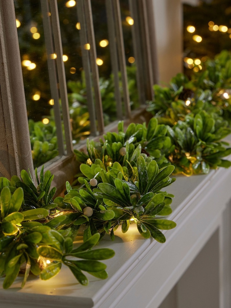 Dibor Green Wild Privet Light Up Garland - Image 1 of 4 Dibor Green Wild Privet Light Up Garland - Image 1 of 4