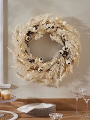 Dibor Cream Pampas Light Up Wreath - Image 1 of 4