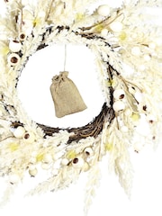 Dibor Cream Pampas Light Up Wreath - Image 2 of 4