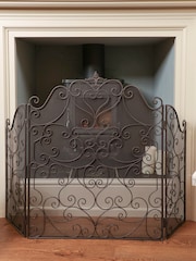 Dibor Brown Fleur de Lys Fire Guard - Image 1 of 4
