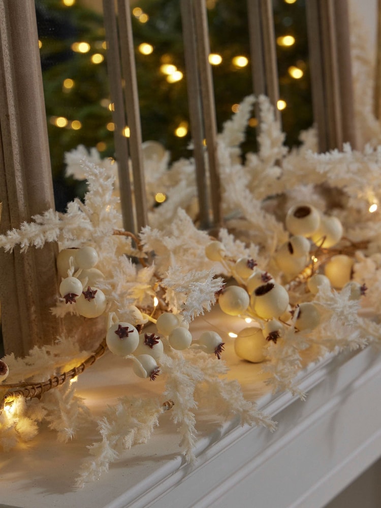 Dibor Cream Pampas Light Up Garland - Image 1 of 4