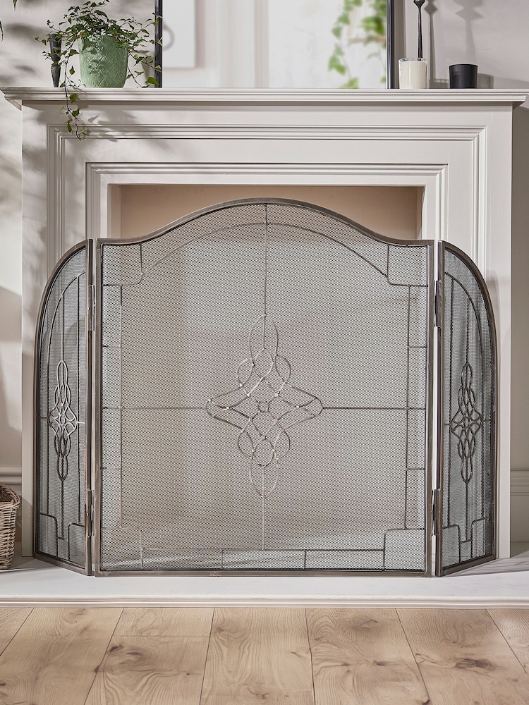 Dibor Silver Antique Pewter Three Fold Firescreen - Image 1 of 4 Dibor Silver Antique Pewter Three Fold Firescreen - Image 1 of 4