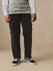 Black 100% Cotton Denim Multipocket Cargo Jeans (3-16yrs) - Image 1 of 9