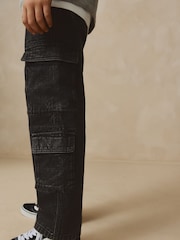 Black 100% Cotton Denim Multipocket Cargo Jeans (3-16yrs) - Image 4 of 9
