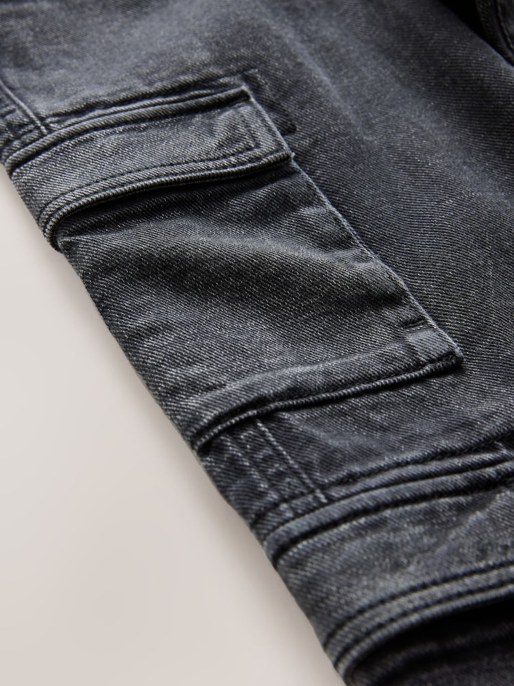 Black 100% Cotton Denim Multipocket Cargo Jeans (3-16yrs) - Image 9 of 9