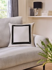 Sosandar Natural Serafina Jacquard Border Cushion - Image 1 of 6