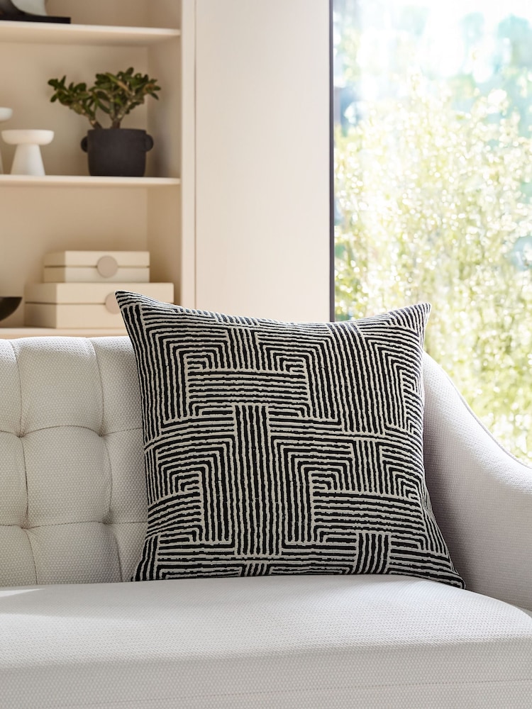 Sosandar Black Novara Woven Geo Cushion - Image 1 of 6