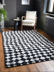 Rockett St George Black Checkerboard Diamond Tufted Rug - Image 1 of 3